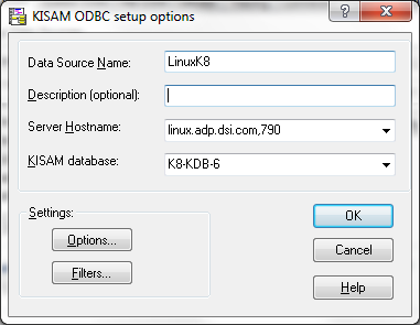 Datasource setup dialog