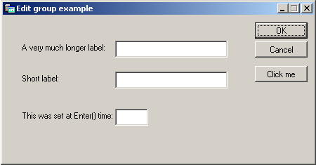 An edit group container containing 3 edit controls at runtime