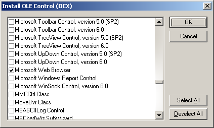 Browsing available OCX controls