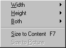 The size menu