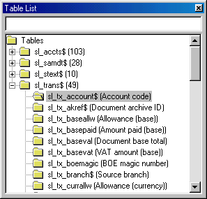 Example Table List