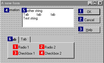 Example of setting the tab order on a form with an embedded tab control
