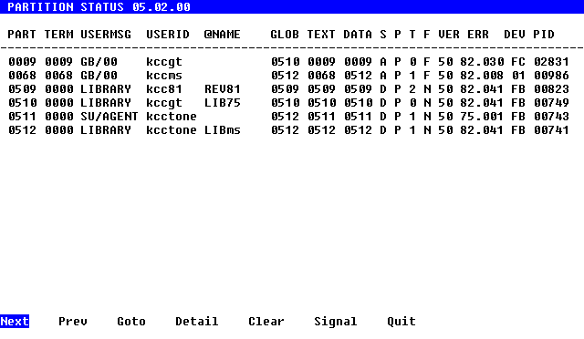 Screen dump of bkstat -g