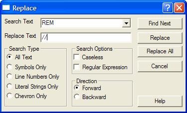 Replace dialog box