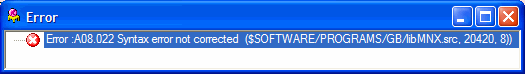 Error window