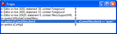 Example traps window