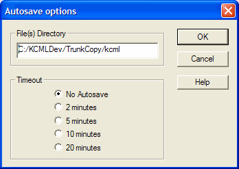 Autosave settings dialog