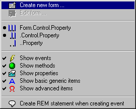 Forms browser menu