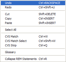 Edit menu