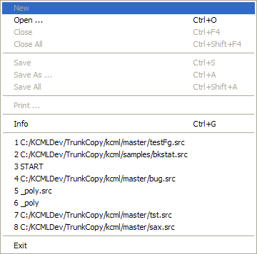 File menu
