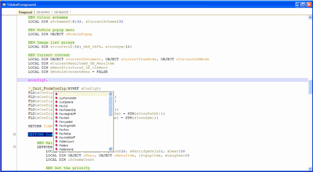 A typical debugger window (scene A)